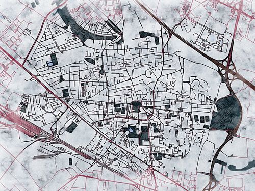 Kaart van Saint-Priest in de stijl 'White Winter'