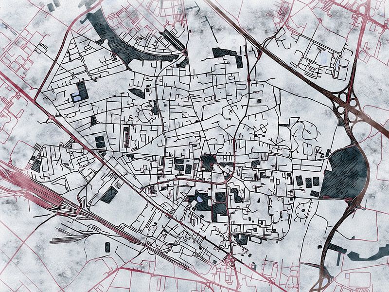 Kaart van Saint-Priest in de stijl 'White Winter' van Maporia