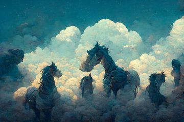 Paarden in de Wolken I van Jacco van den Hoven