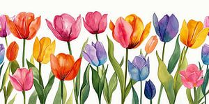 Tulips Watercolour by ByNoukk