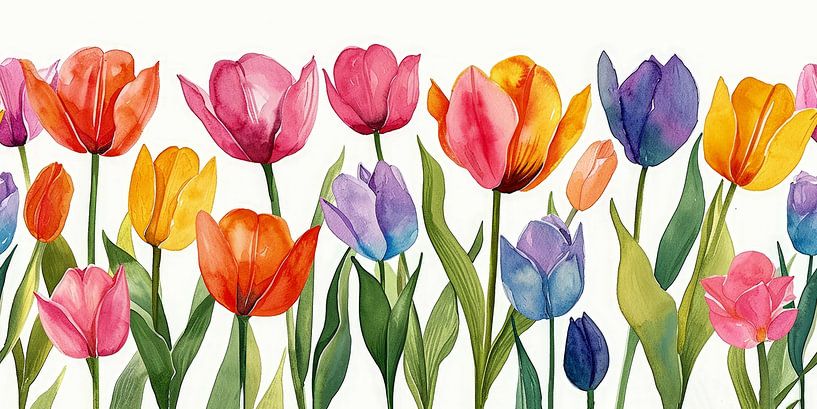 Tulips Watercolour by ByNoukk