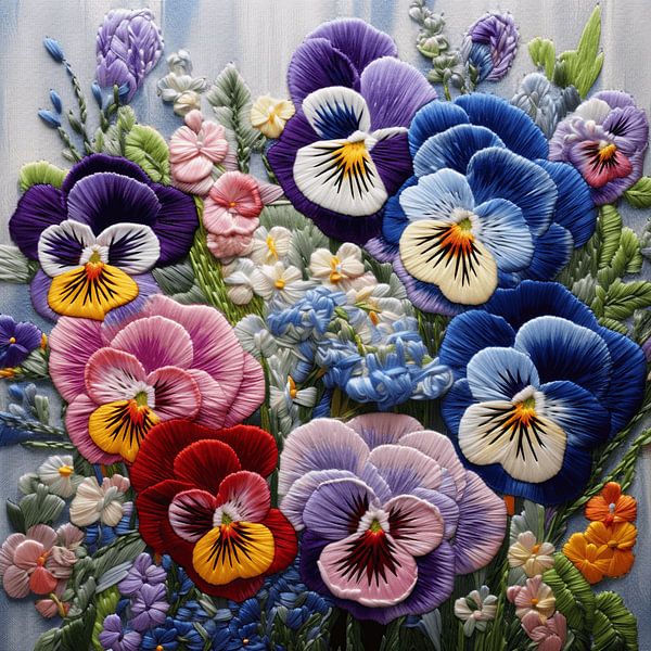Embroidery Needlework Lush Pansies Tapestry by gm_designs
