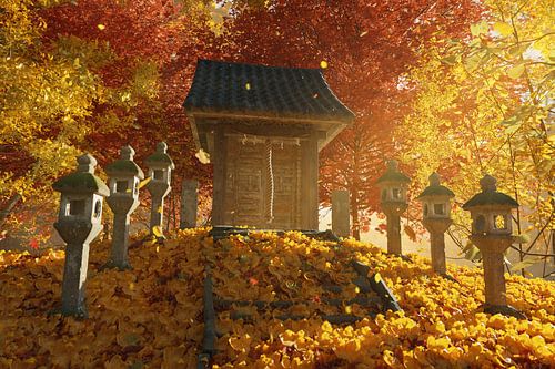 Kleine gebedshut in het kleurrijke bos