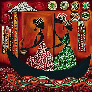 African women sail to market by Jan Keteleer