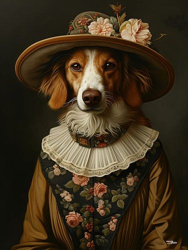 hond in victoriaanse kleding