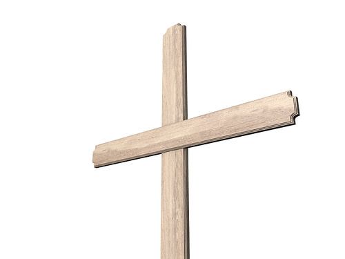 Holzkreuz auf weißem Hintergrund