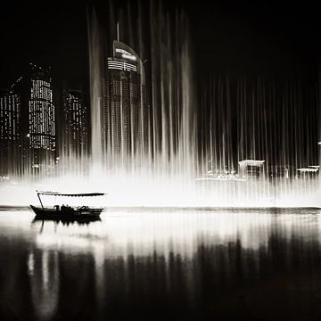 view of the lake, skyline and a boat by Leanne lovink