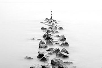 Breakwater in black and white
