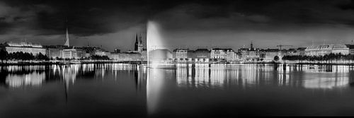 Hamburg Alster / Binnenalster in zwart en wit .
