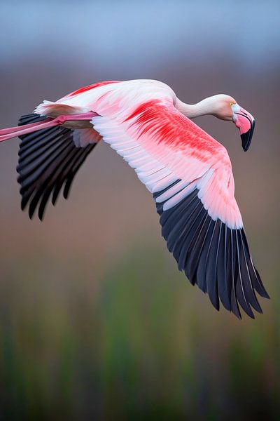 Flamingo im Flugaufnahme von Poster Art Shop