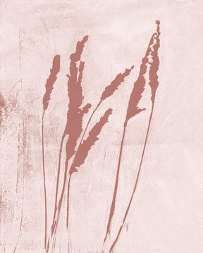 Gras in warmem Retro-Rot. Botanische Illustration. von Dina Dankers