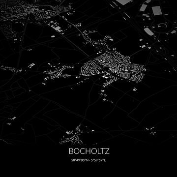 Zwart-witte landkaart van Bocholtz, Limburg. van Rezona