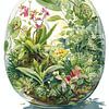 Glazen terrarium met planten van Pixelbull Design