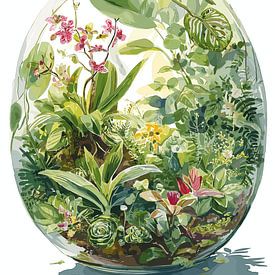 Terrarium en verre avec des plantes sur Pixelbull Design