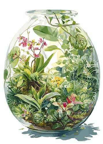 Glas Terrarium mit Pflanzen