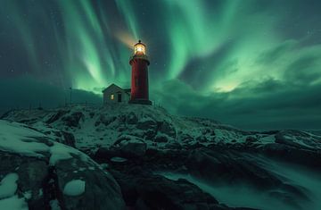 Nachtelijke hemel licht op in Noorwegen van fernlichtsicht