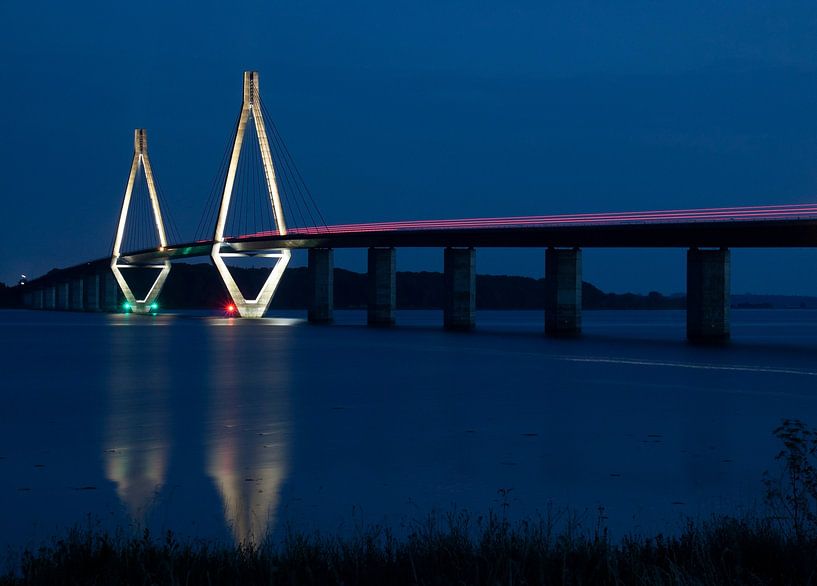 Denmark Farø Bridge at night. by Adriaan Hulzinga