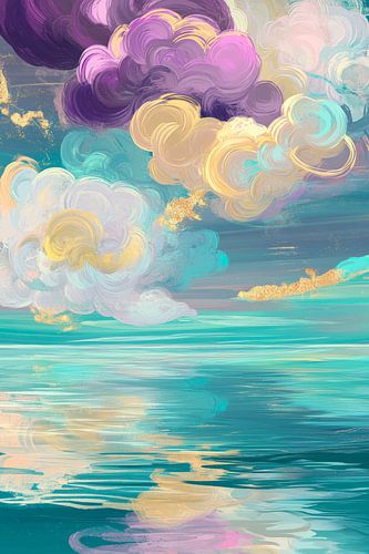 Des nuages fantaisistes au-dessus de l'eau