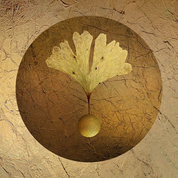 Ginkgo. Minimalisme. Bladeren. van Alie Ekkelenkamp