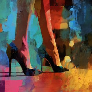 Abstracte zwarte hoge hakken