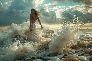 bride in the surf by Egon Zitter