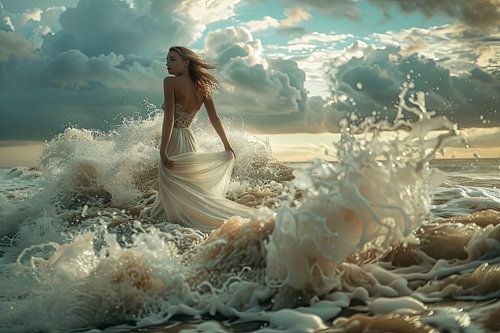 bruid in de branding