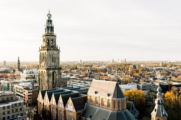 Skyline Martinitoren Groningen Stad | Uitzicht Groningen Centrum | Zonsondergang Martinitoren van Michelle Wever