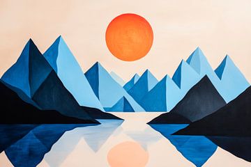 Berglandschap met zonsopgang - Geometrisch van Poster Art Shop