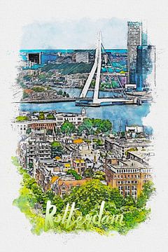 Rotterdam (waterverf schilderij met plaatsnaam) van Art by Jeronimo