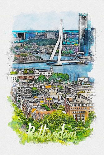 Rotterdam (waterverf schilderij met plaatsnaam)