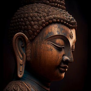 Buddha-Statue (Nahaufnahme - Porträt) Bronze/Gold