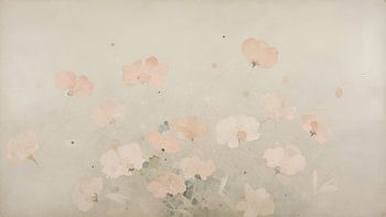 Abstracte bloemen op grijsbeige