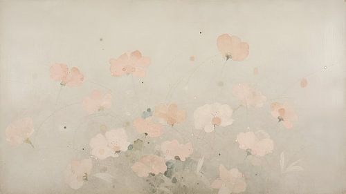 Abstract flowers on a grey-beige background