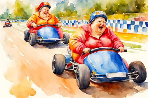 2 dames op de kartbaan