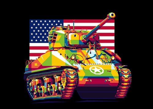 M4 Sherman 76mm kanon in WPAP Illustratie