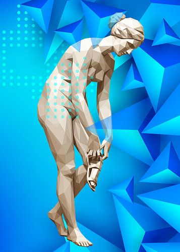 Statue Venus beim Ausziehen ihrer Sandale Low Poly