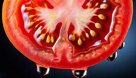 Detaillierte Nahaufnahme einer frischen Tomatenscheibe