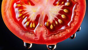 Detaillierte Nahaufnahme einer frischen Tomatenscheibe