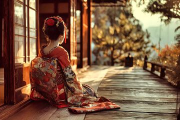 Picturesque Asian-style fictional art featuring a geisha by Egon Zitter