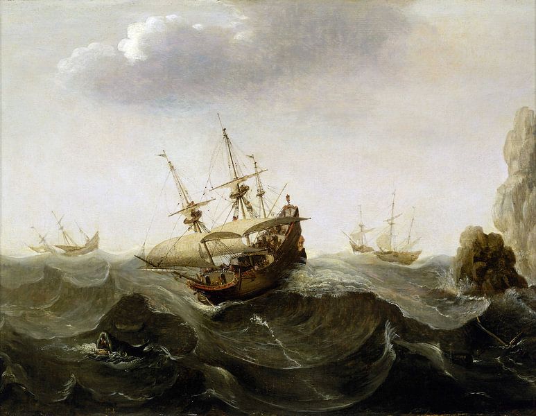 A Ship in a Rough Sea, Cornelisz Verbeecq by Masterful Masters