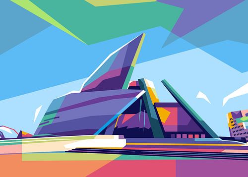 Landschap Astana Gebouw Popart