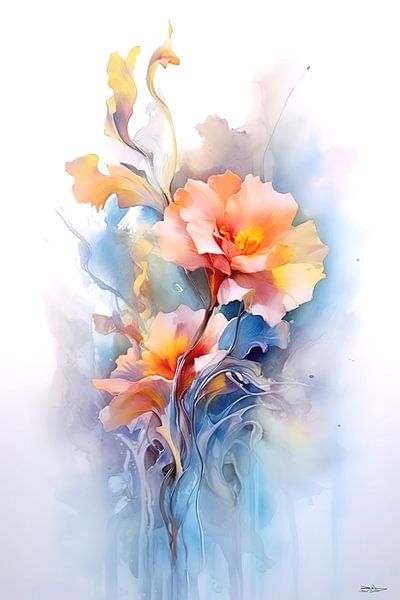 Abstraktes Bild einer Blume/Blumen. von Gelissen Artworks