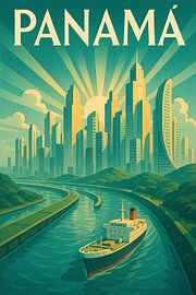 Panamá Art Deco Skyline – City of Light and Canal Passage by Travel Shop