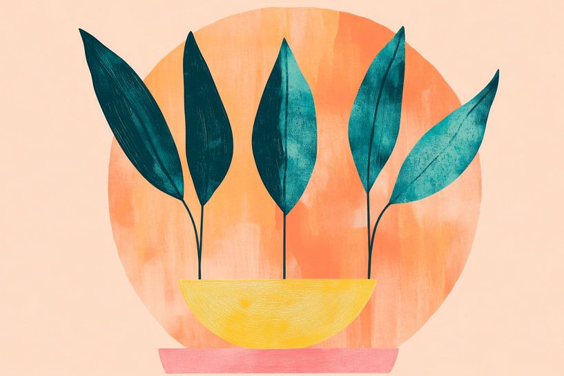 Bunter Pflanzentraum im Topf von Poster Art Shop