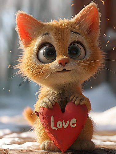 Chaton au cœur d'amour