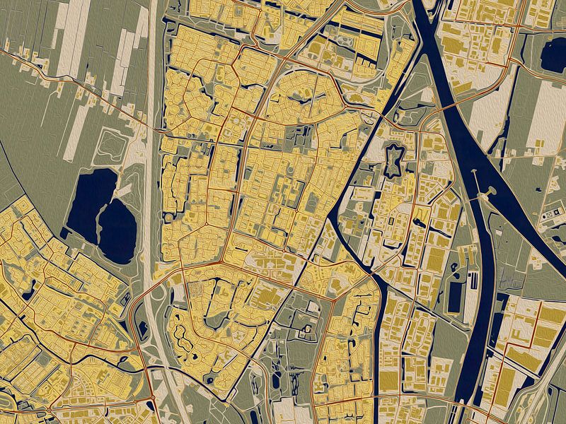 Kaart van Nieuwegein in de stijl van Gustav Klimt van Maporia