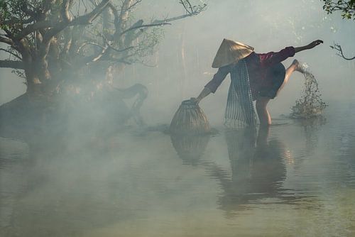 Op de traditionele manier vissen
