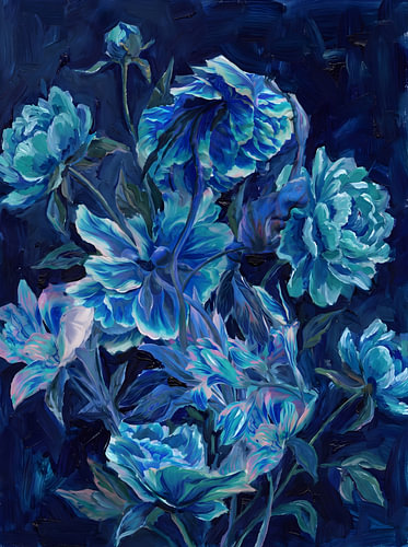 Moody Blue Peonies