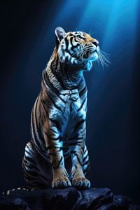 Tiger im blauen Licht