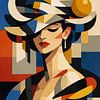 Elegant Woman in Geometric Cubist Style by Dodik Hariyono